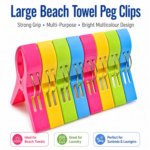 Large beach towel - large, clips