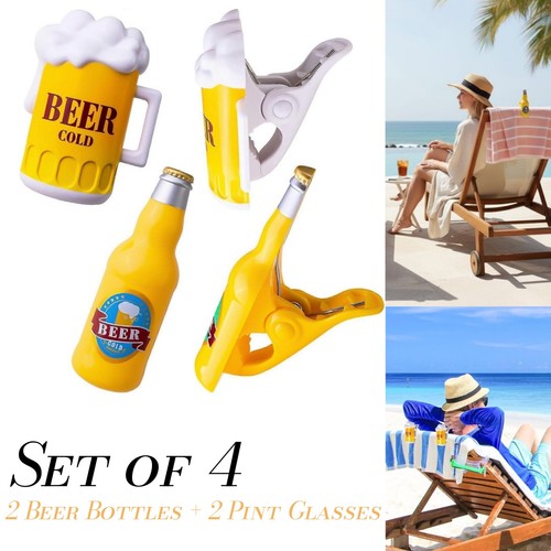 4pcs beach towel - beach, clips